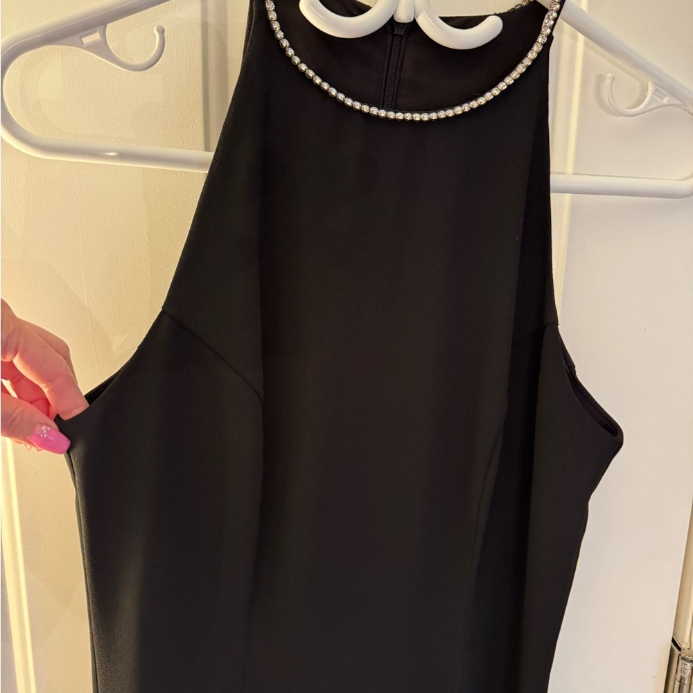 Elegant Black Dress with Pearl Detail